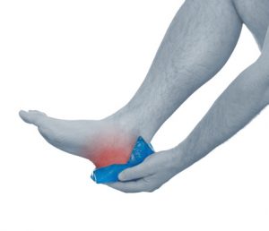 Cool gel pack on a swollen heel elbow.
